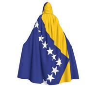 JDFHGNU Cape à capuche unisexe pour adulte, cape de sorcière, Halloween, fête de Noël, motif drapeau de Bosnie-Herzégovine