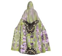 JDFHGNU Cape à capuche unisexe pour adulte, cape de sorcière, Halloween, fête de Noël, motif papillon noir
