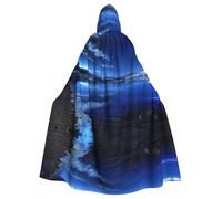 JDFHGNU Cape à capuche unisexe pour adulte, cape de sorcière, Halloween, fête de Noël, motifs de lac bleu