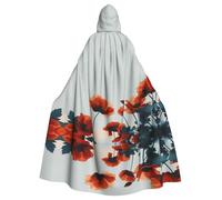 JDFHGNU Cape à capuche unisexe pour adulte, cape de sorcière, Halloween, fête de Noël, motifs fleurs rouges