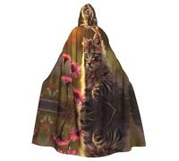 JDFHGNU Cape à capuche unisexe pour adulte, cape de sorcière pour Halloween, fête de Noël, motifs de fleurs touchant les chats