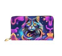JDFHGNU Chat avec motif de fumée brillante, portefeuille pour femme, portefeuille à longue pochette, porte-monnaie de voyage, noir, taille unique, Noir , Taille unique