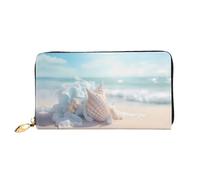 JDFHGNU Conch On The Beach Pattern Portefeuille pour femme Portefeuille long pochette portefeuille porte-cartes de crédit Porte-monnaie de voyage Noir Taille unique, Noir , Taille unique