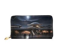 JDFHGNU Cool Future City Pattern Portefeuille pour femme Portefeuille à longue pochette portefeuille porte-cartes de crédit Porte-monnaie de voyage Noir Taille unique, Noir , Taille unique