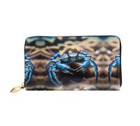JDFHGNU Grand motif crabe bleu mer, portefeuille pour femme, portefeuille à longue pochette, porte-cartes de crédit, porte-monnaie de voyage, noir, taille unique, Noir , Taille unique