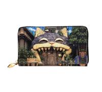 JDFHGNU Grand motif maison à grande bouche, portefeuille pour femme, portefeuille à longue pochette, porte-cartes de crédit, porte-monnaie de voyage, noir, taille unique, Noir , Taille unique