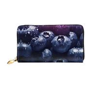 JDFHGNU Grand motif myrtille, portefeuille pour femme, portefeuille à longue pochette, porte-cartes de crédit, porte-monnaie de voyage, noir, taille unique, Noir , Taille unique