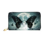 JDFHGNU Grand motif papillon noir, portefeuille pour femme, portefeuille à longue pochette, porte-cartes de crédit, porte-monnaie de voyage, noir, taille unique, Noir , Taille unique