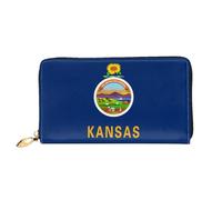 JDFHGNU Kansas State Flag Pattern Women Wallet, Long Clutch Wallet, Credit Card Holder Wallet, Travel Coin Purse Black, One Size, Noir , Taille unique