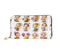 JDFHGNU Motif abeille de dessin animé, portefeuille pour femme, portefeuille à longue pochette, porte-cartes de crédit, porte-monnaie de voyage, noir, taille unique, Noir , Taille unique