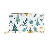 JDFHGNU Motif arbre de Noël, portefeuille pour femme, portefeuille à longue pochette, porte-cartes de crédit, porte-monnaie de voyage, noir, taille unique, Noir , Taille unique