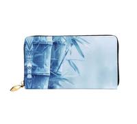 JDFHGNU Motif bambou bleu, portefeuille pour femme, portefeuille à longue pochette, porte-cartes de crédit, porte-monnaie de voyage, noir, taille unique, Noir , Taille unique