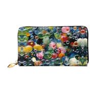 JDFHGNU Motif bulles de savon coloré, portefeuille pour femme, portefeuille à longue pochette, porte-cartes de crédit, porte-monnaie de voyage, noir, taille unique, Noir , Taille unique