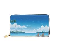 JDFHGNU Motif chaise longue de plage, portefeuille pour femme, portefeuille à longue pochette, porte-cartes de crédit, porte-monnaie de voyage, noir, taille unique, Noir , Taille unique