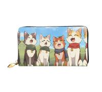 JDFHGNU Motif chat de dessin animé, portefeuille pour femme, portefeuille à longue pochette, porte-cartes de crédit, porte-monnaie de voyage, noir, taille unique, Noir , Taille unique