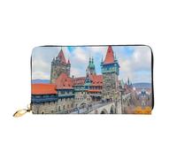 JDFHGNU Motif château ancien, portefeuille pour femme, portefeuille à longue pochette, porte-monnaie de voyage, noir, taille unique, Noir , Taille unique