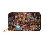 JDFHGNU Motif château de bonbons, portefeuille pour femme, portefeuille à longue pochette, porte-monnaie de voyage, noir, taille unique, Noir , Taille unique