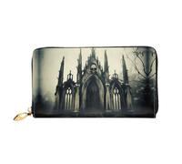 JDFHGNU Motif château squelette ancien, portefeuille pour femme, portefeuille à longue pochette, porte-cartes de crédit, porte-monnaie de voyage, noir, taille unique, Noir , Taille unique