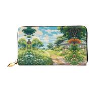 JDFHGNU Motif chemin de campagne, portefeuille pour femme, portefeuille à longue pochette, porte-cartes de crédit, porte-monnaie de voyage, noir, taille unique, Noir , Taille unique
