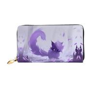 JDFHGNU Motif de chat à longue queue de dessin animé, portefeuille pour femme, portefeuille à longue pochette, porte-cartes de crédit, porte-monnaie de voyage, noir, taille unique, Noir , Taille