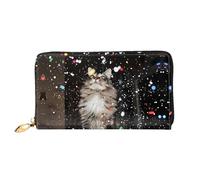JDFHGNU Motif de chat floral coloré, portefeuille pour femme, portefeuille à longue pochette, porte-monnaie de voyage, noir, taille unique, Noir , Taille unique