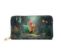 JDFHGNU Motif de coq de dessin animé, portefeuille pour femme, portefeuille à longue pochette, porte-monnaie de voyage, noir, taille unique, Noir , Taille unique
