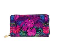 JDFHGNU Motif de feuilles aux couleurs vives, portefeuille pour femme, portefeuille à longue pochette, portefeuille porte-cartes de crédit, porte-monnaie de voyage, noir, taille unique, Noir , Taille