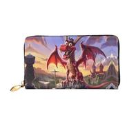 JDFHGNU Motif dragon rouge de dessin animé, portefeuille pour femme, portefeuille à longue pochette, porte-cartes de crédit, porte-monnaie de voyage, noir, taille unique, Noir , Taille unique
