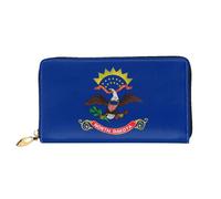 JDFHGNU Motif drapeau de l'État du Dakota du Nord, portefeuille pour femme, portefeuille à longue pochette, porte-cartes de crédit, porte-monnaie de voyage, noir, taille unique, Noir , Taille unique