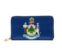 JDFHGNU Motif drapeau de l'État du Maine, portefeuille pour femme, portefeuille à longue pochette, porte-cartes de crédit, porte-monnaie de voyage, noir, taille unique, Noir , Taille unique