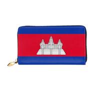 JDFHGNU Motif drapeau du Cambodge - Portefeuille pour femme - Longue pochette - Porte-cartes de crédit - Porte-monnaie de voyage - Noir - Taille unique, Noir , Taille unique