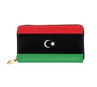 JDFHGNU Motif drapeau libyen, portefeuille pour femme, portefeuille à longue pochette, porte-cartes de crédit, porte-monnaie de voyage, noir, taille unique, Noir , Taille unique