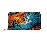 JDFHGNU Motif feuilles bohémiennes, portefeuille pour femme, portefeuille à longue pochette, porte-cartes de crédit, porte-monnaie de voyage, noir, taille unique, Noir , Taille unique