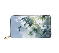 JDFHGNU Motif feuilles de bambou - Portefeuille pour femme - Longue pochette - Porte-cartes de crédit - Porte-monnaie de voyage - Noir - Taille unique, Noir , Taille unique
