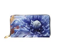 JDFHGNU Motif fleur d'anémone bleue, portefeuille pour femme, portefeuille à longue pochette, porte-cartes de crédit, porte-monnaie de voyage, noir, taille unique, Noir , Taille unique