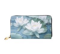 JDFHGNU Motif fleur de lotus beige, portefeuille pour femme, portefeuille à longue pochette, porte-cartes de crédit, porte-monnaie de voyage, noir, taille unique, Noir , Taille unique