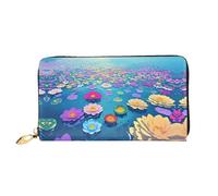 JDFHGNU Motif fleurs colorées, portefeuille pour femme, portefeuille à longue pochette, porte-cartes de crédit, porte-monnaie de voyage, noir, taille unique, Noir , Taille unique