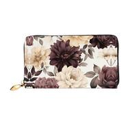 JDFHGNU Motif floral couleur café, portefeuille pour femme, portefeuille à longue pochette, porte-cartes de crédit, porte-monnaie de voyage, noir, taille unique, Noir , Taille unique