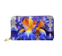 JDFHGNU Motif floral jaune et bleu, portefeuille pour femme, portefeuille à longue pochette, porte-cartes de crédit, porte-monnaie de voyage, noir, taille unique, Noir , Taille unique
