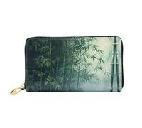JDFHGNU Motif forêt de bambou vert, portefeuille pour femme, portefeuille à longue pochette, porte-cartes de crédit, porte-monnaie de voyage, noir, taille unique, Noir , Taille unique