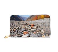 JDFHGNU Motif galets colorés, portefeuille pour femme, portefeuille à longue pochette, porte-cartes de crédit, porte-monnaie de voyage, noir, taille unique, Noir , Taille unique