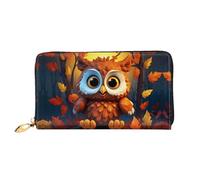 JDFHGNU Motif hibou de dessin animé, portefeuille pour femme, portefeuille à longue pochette, porte-cartes de crédit, porte-monnaie de voyage, noir, taille unique, Noir , Taille unique