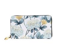 JDFHGNU Motif hortensia bleu, portefeuille pour femme, portefeuille à longue pochette, porte-cartes de crédit, porte-monnaie de voyage, noir, taille unique, Noir , Taille unique