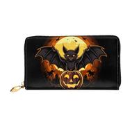 JDFHGNU Motif lampe chauve-souris citrouille, portefeuille pour femme, portefeuille à longue pochette, porte-cartes de crédit, porte-monnaie de voyage, noir, taille unique, Noir , Taille unique