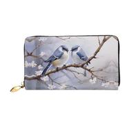 JDFHGNU Motif oiseau face à l'autre, portefeuille pour femme, portefeuille à longue pochette, porte-cartes de crédit, porte-monnaie de voyage, noir, taille unique, Noir , Taille unique