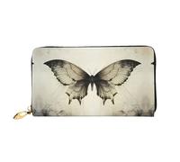 JDFHGNU Motif papillon sur l'aile, portefeuille pour femme, portefeuille à longue pochette, porte-cartes de crédit, porte-monnaie de voyage, noir, taille unique, Noir , Taille unique