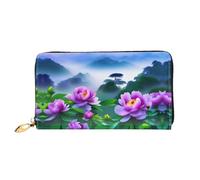JDFHGNU Motif pivoines florales, portefeuille pour femme, portefeuille à longue pochette, porte-cartes de crédit, porte-monnaie de voyage, noir, taille unique, Noir , Taille unique