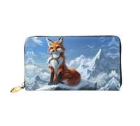 JDFHGNU Motif renard jaune sur la montagne, portefeuille pour femme, portefeuille à longue pochette, portefeuille porte-cartes de crédit, porte-monnaie de voyage, noir, taille unique, Noir , Taille