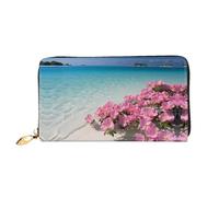 JDFHGNU Motif roses de plage, portefeuille pour femme, portefeuille à longue pochette, porte-monnaie de voyage, noir, taille unique, Noir , Taille unique