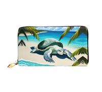 JDFHGNU Motif tortue de plage, portefeuille pour femme, portefeuille à longue pochette, porte-monnaie de voyage, noir, taille unique, Noir , Taille unique